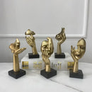 Golden abstract mask statue for home office decor
