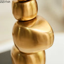 Golden alloy stone pile candle holder living room ornament