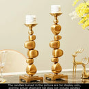 Golden alloy stone pile candle holder living room ornament