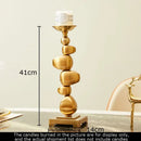 Golden alloy stone pile candle holder living room ornament
