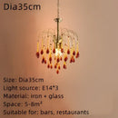 Golden amber crystal water drop chandelier dining room light
