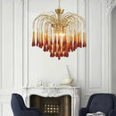 Golden amber crystal water drop chandelier dining room light