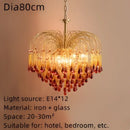 Golden amber crystal water drop chandelier dining room light