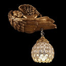 Golden angel wall lamp with crystal globe for living room