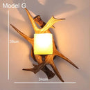 Golden antler deer horn wall lamp living room candle sconce