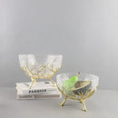 Golden antler glass fruit plate dining room centerpiece bowl