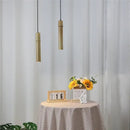 Golden bamboo tube pendant lights – dining room adjustable wire