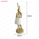 Golden bathing rabbit resin table lamp bedroom decor