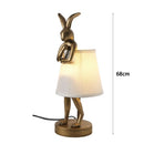 Golden bathing rabbit resin table lamp bedroom decor
