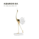 Golden bird agate marble crane statues living room decor