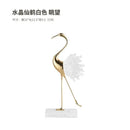 Golden bird agate marble crane statues living room decor