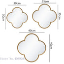 Golden border geometric plum flower mirror set – living room wall decor