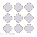 Golden border geometric plum flower mirror set – living room wall decor