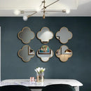 Golden border geometric plum flower mirror set – living room wall decor