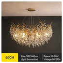 Golden branch ceiling chandelier with crystal leaves for living room