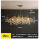 Golden branch ceiling chandelier with crystal leaves for living room