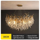Golden branch ceiling chandelier with crystal leaves for living room