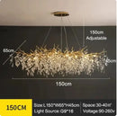 Golden branch ceiling chandelier with crystal leaves for living room