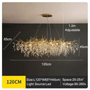 Golden branch ceiling chandelier with crystal leaves for living room