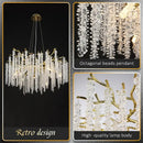 Golden branch crystal metal chandelier dining room hanging lamp