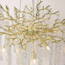 Golden branch crystal metal chandelier dining room hanging lamp
