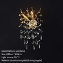 Golden branch crystal wall lamp living room leaf sconce