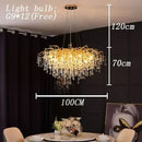 Golden branch crystal water drop led chandelier living room light
