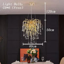 Golden branch crystal water drop led chandelier living room light