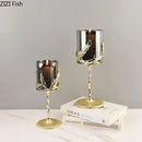 Golden branches candle holders dining room gold leaf glass decor