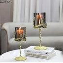 Golden branches candle holders dining room gold leaf glass decor