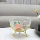 Golden branches crackled glass bowl set kitchen decor