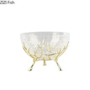 Golden branches crackled glass bowl set kitchen decor