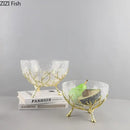 Golden branches crackled glass bowl set kitchen decor