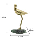 Golden brass bird marble base desk ornament living room statues