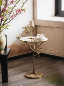Golden brass bird tree side table living room decor