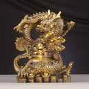Golden brass dragon zodiac copper bowl ornament living room decor