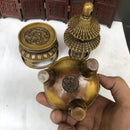Golden brass three tiered tower incense burner buddhist hall decor