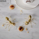 Golden butterfly ant miniature metal figurine living room decor