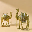 Golden camel resin sculpture set gold & silver office decor