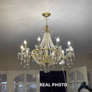 Golden cascading crystal led chandelier pendant light for villa stairs
