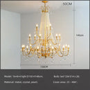 Golden cascading crystal led chandelier pendant light for villa stairs
