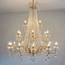 Golden cascading crystal led chandelier pendant light for villa stairs