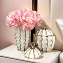 Golden checkmate ceramic white and gold decorative jar living room
