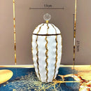 Golden checkmate ceramic white and gold decorative jar living room