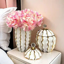 Golden checkmate ceramic white and gold decorative jar living room