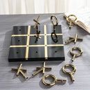 Golden chessboard metal handicraft tic-tac-toe set living room decor