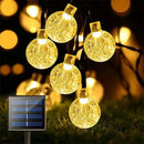 Golden crackled glass crystal fairy solar string lights patio decor