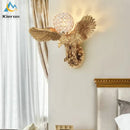 Golden crystal eagle wall lamp for living room