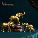 Golden family elephant resin figurine living room lucky decor