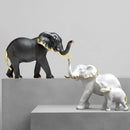 Golden family elephant resin figurine living room lucky decor